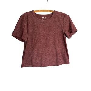 FLX Travel Leisure Womens Short Sleeve T-Shirt Heather Burgundy Maroon Size L